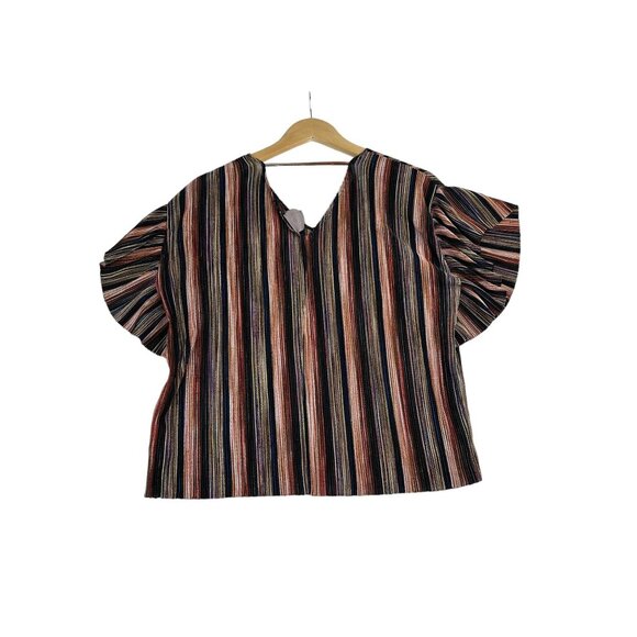 Anthropologie Vanessa Virginia Striped Flutter Sleeve Top Size XXS Multicolor‎ - Picture 5 of 7